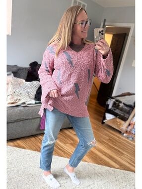 Macaron Lightning Bolt Popcorn Sweater Women’s Size M